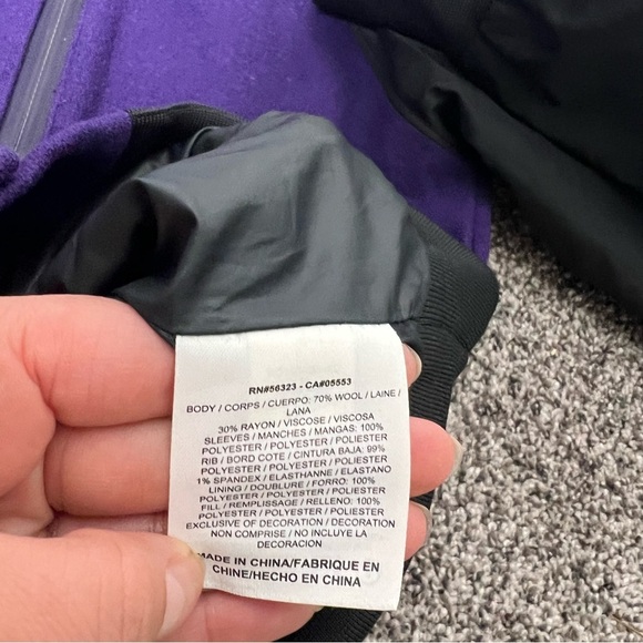 NIKE Bomber Wool Jacket Purple/Black Destroyer Jacket M - Picture 3 of 6